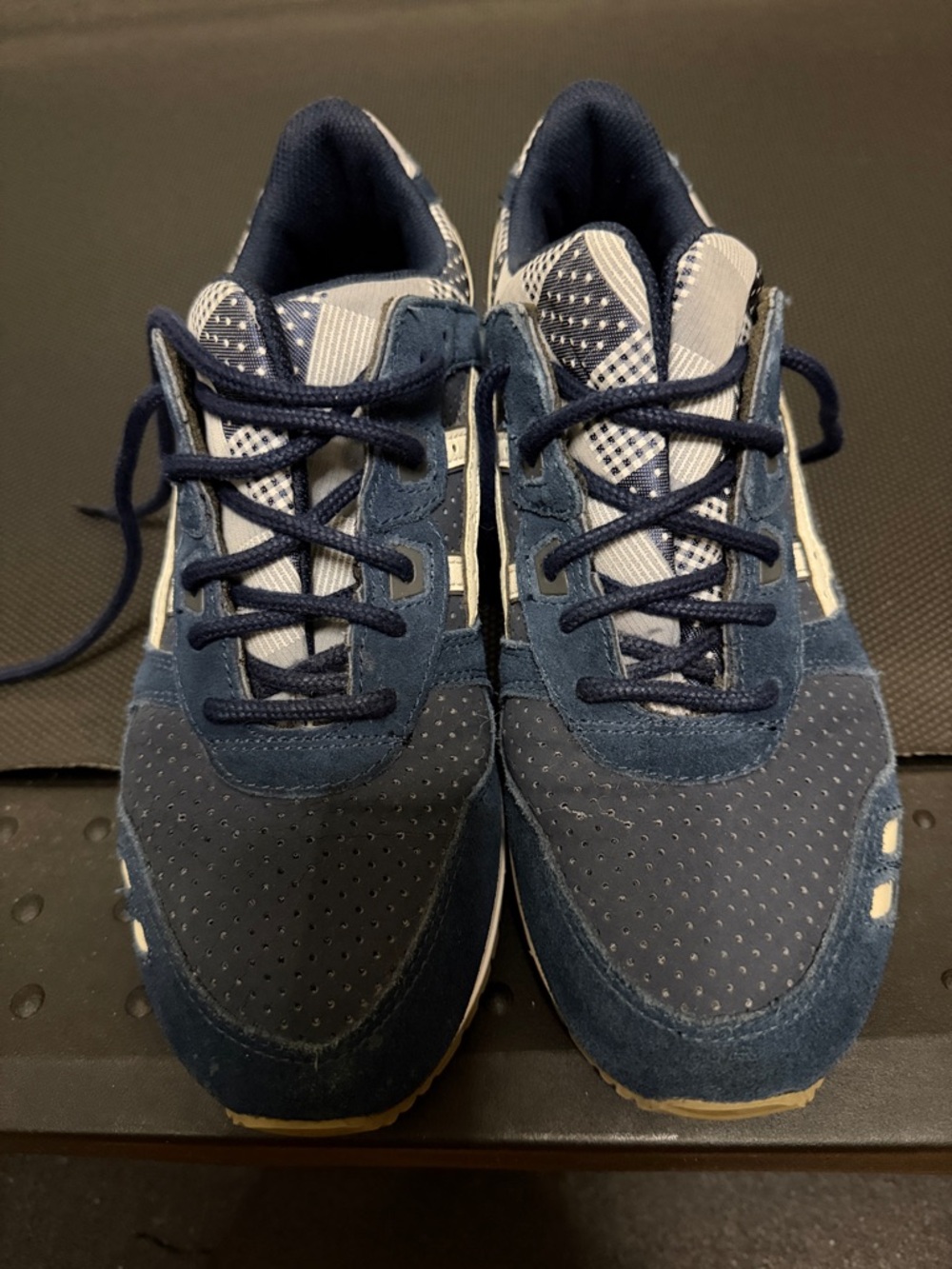 Asics Navy and White Retro Running Sneakers - Picture 3 of 4